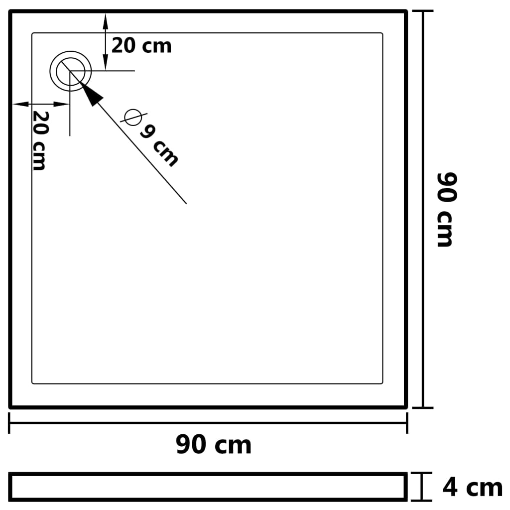 Douchebak Vierkant 90X90 Cm Abs 90 x 90 cm Wit