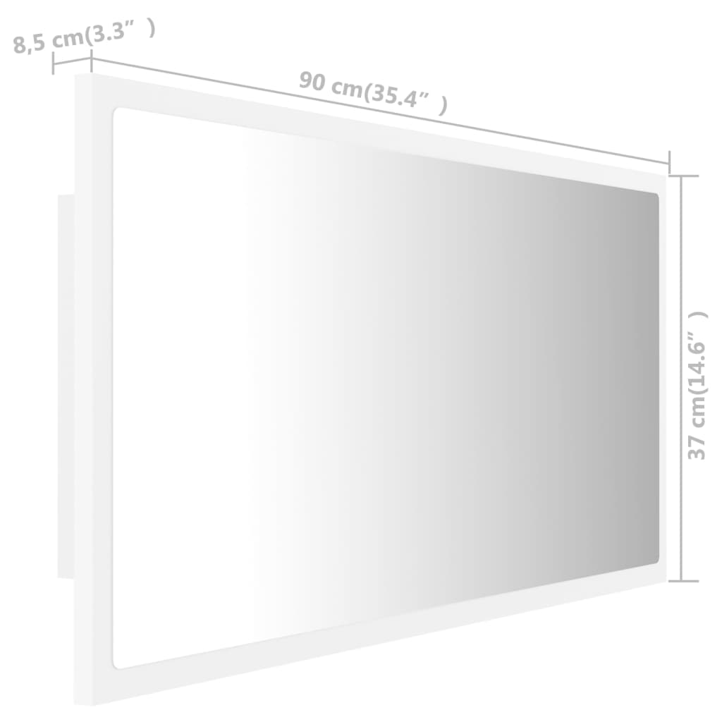 Badkamerspiegel Led 90X8,5X37 Cm Acryl Wit