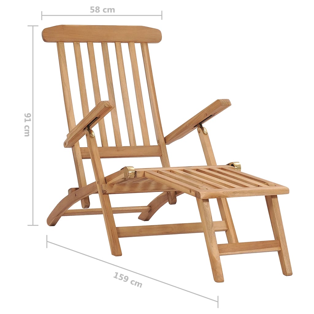 Terrasstoelen met voetensteun en tafel massief teakhout