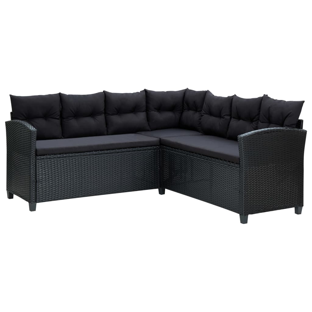 6-Delige Loungeset Met Kussens Poly Rattan Zwart