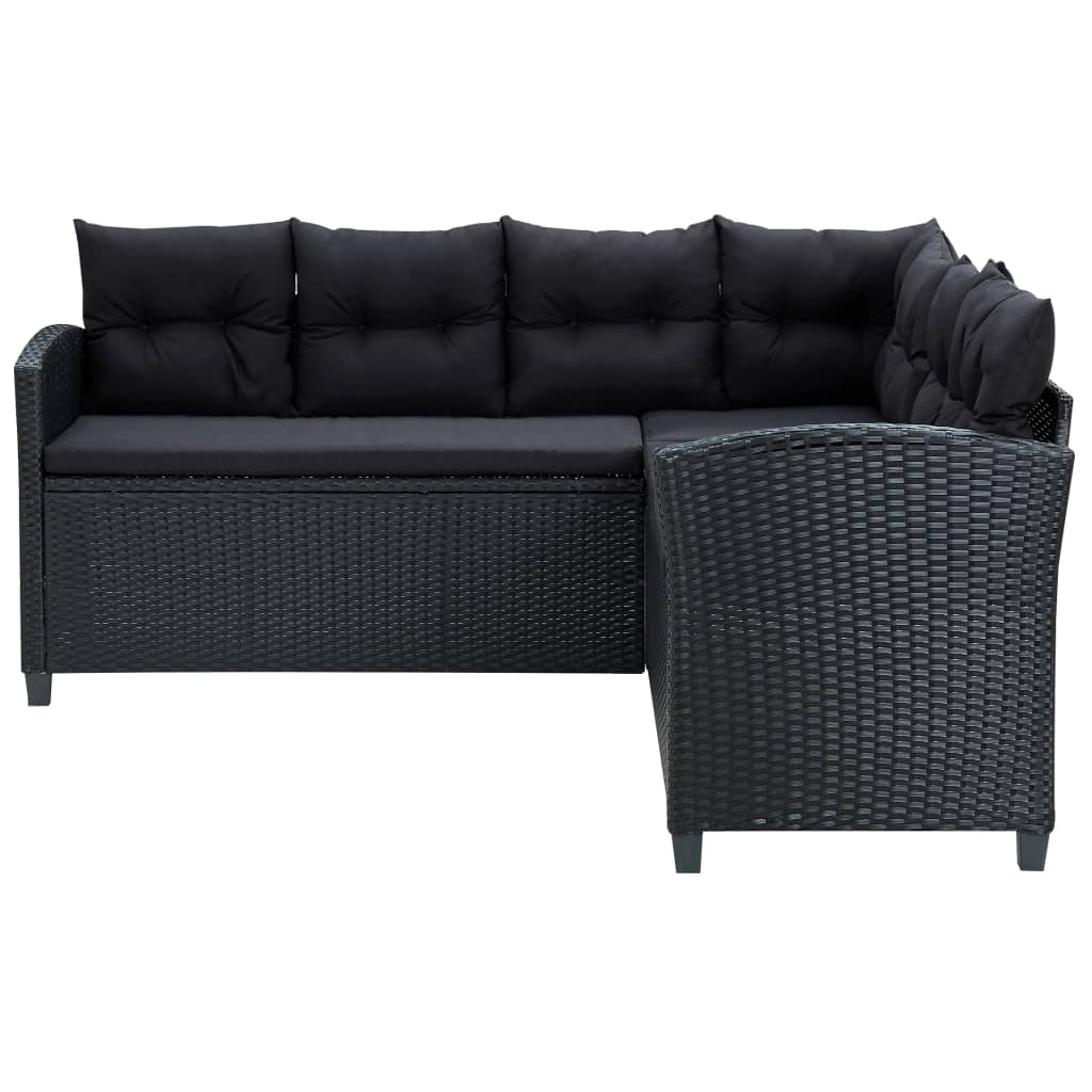 6-Delige Loungeset Met Kussens Poly Rattan Zwart