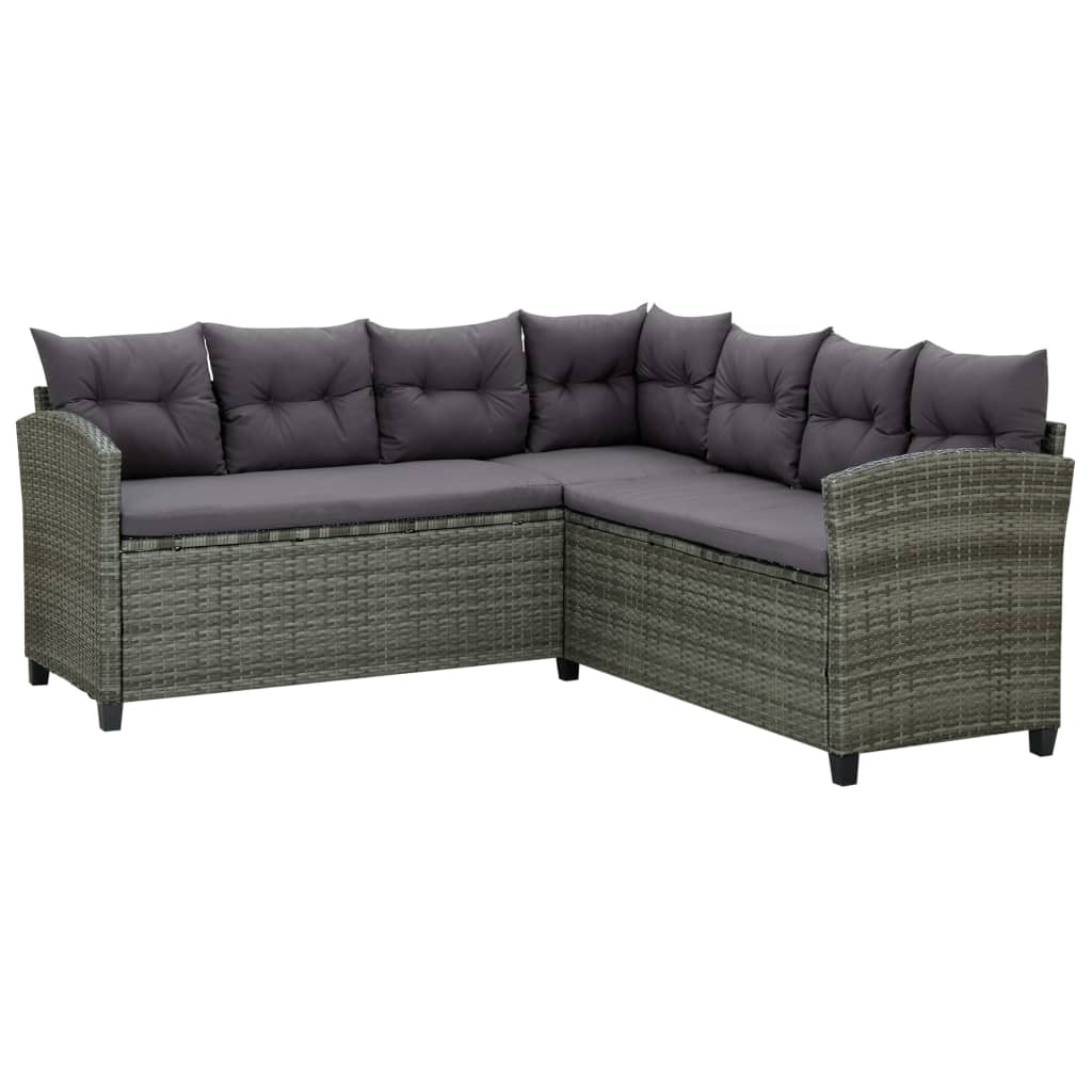 6-Delige Loungeset Met Kussens Poly Rattan Grijs