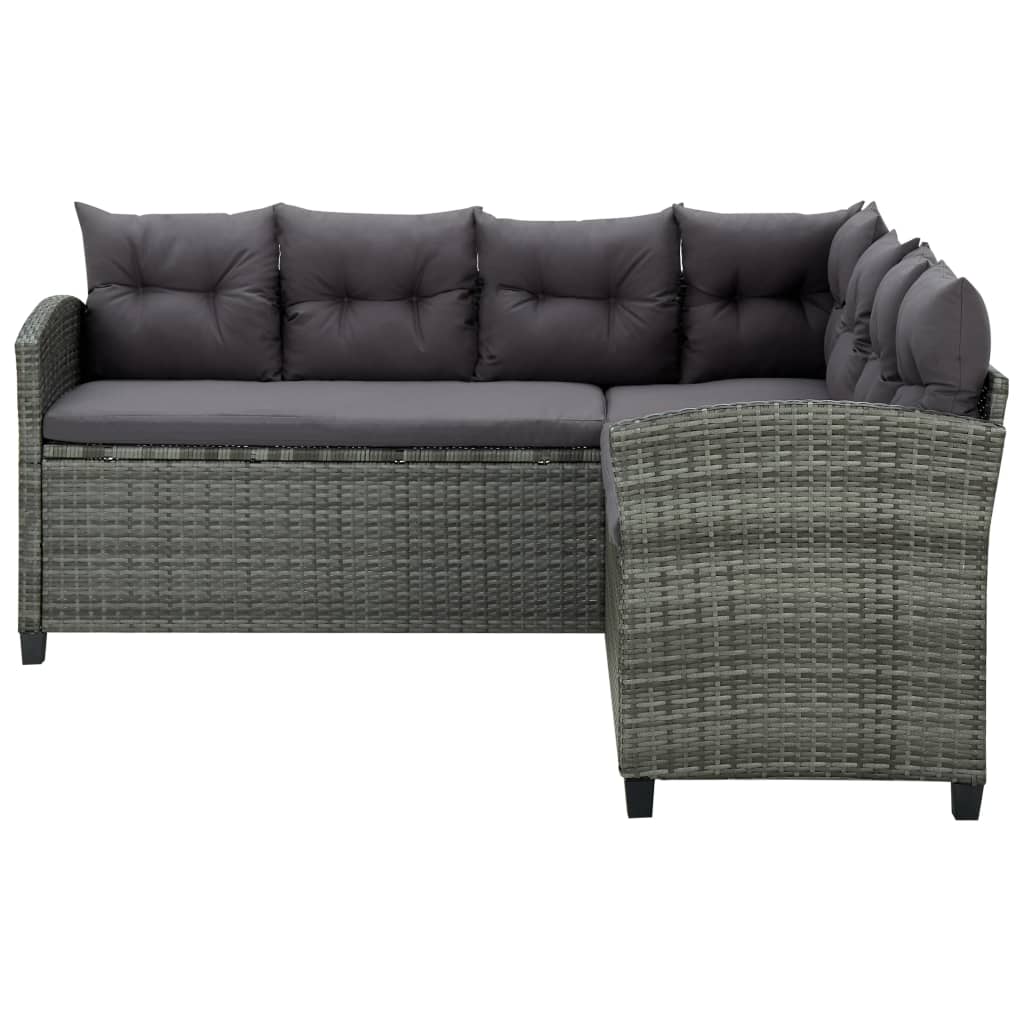 6-Delige Loungeset Met Kussens Poly Rattan Grijs