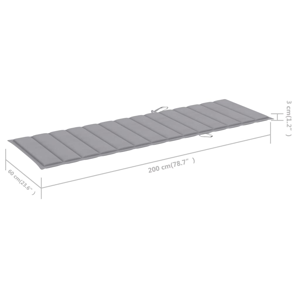 Ligbed 2-Persoons Met Kussens Massief Acaciahout 200 x 123 x 85 cm Grijs