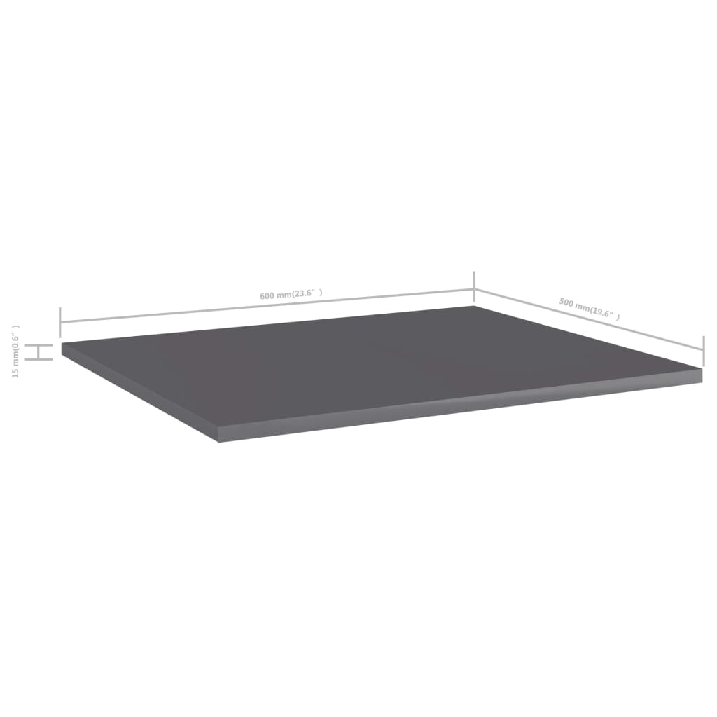 Wandschappen 8 St 60X50X1,5 Cm Spaanplaat Hoogglans Grijs 60 x 50 x 1.5 cm