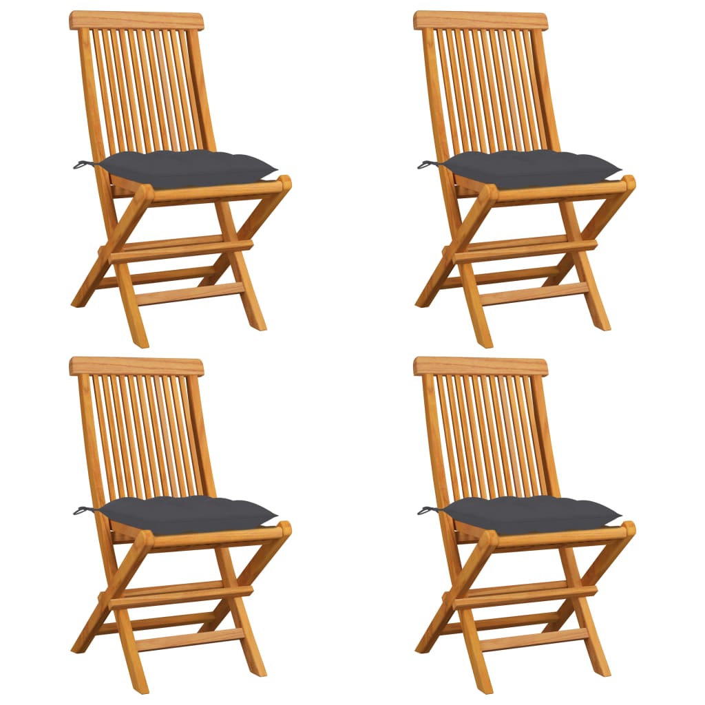 Tuinstoelen Met Kleurige Kussens Massief Teakhout 4 Antraciet