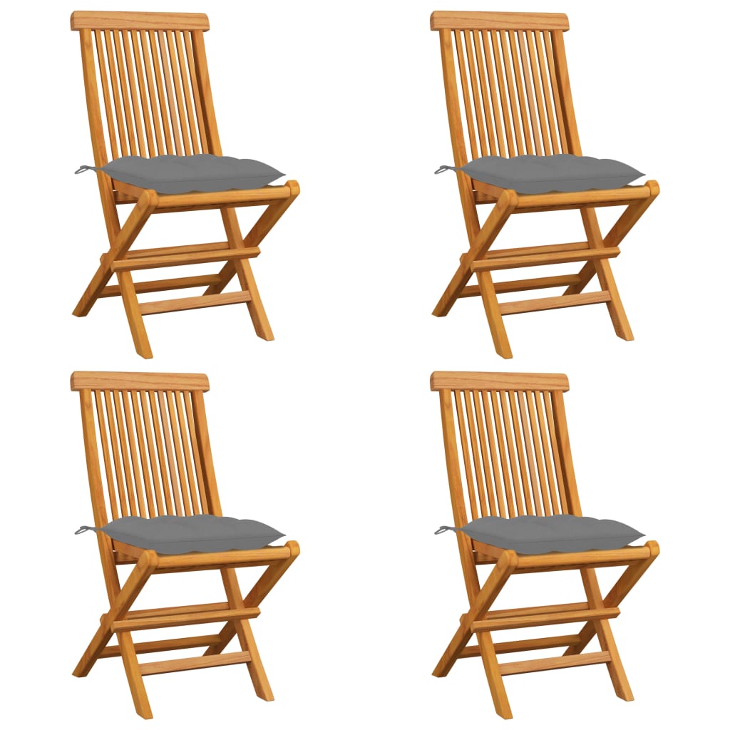 Tuinstoelen Met Grijze Kussens Massief Teakhout 4 Grijs