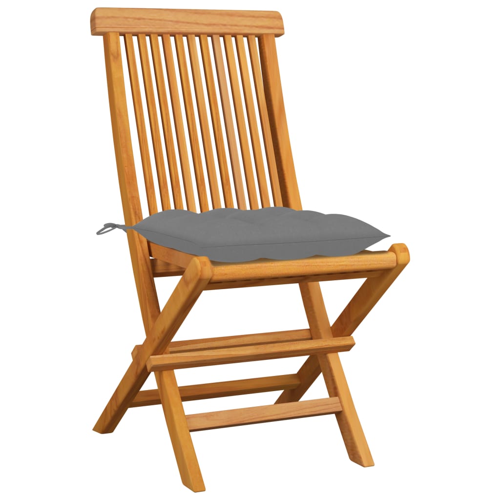 Tuinstoelen Met Grijze Kussens Massief Teakhout 4 Grijs