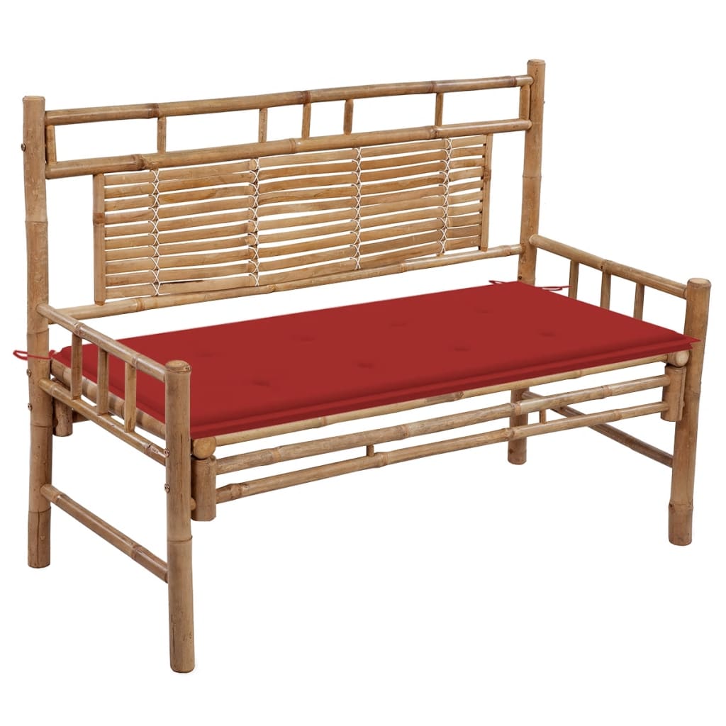 Tuinbank Met Kussen 120 Cm Bamboe 120 x 50 x 3 cm Rood