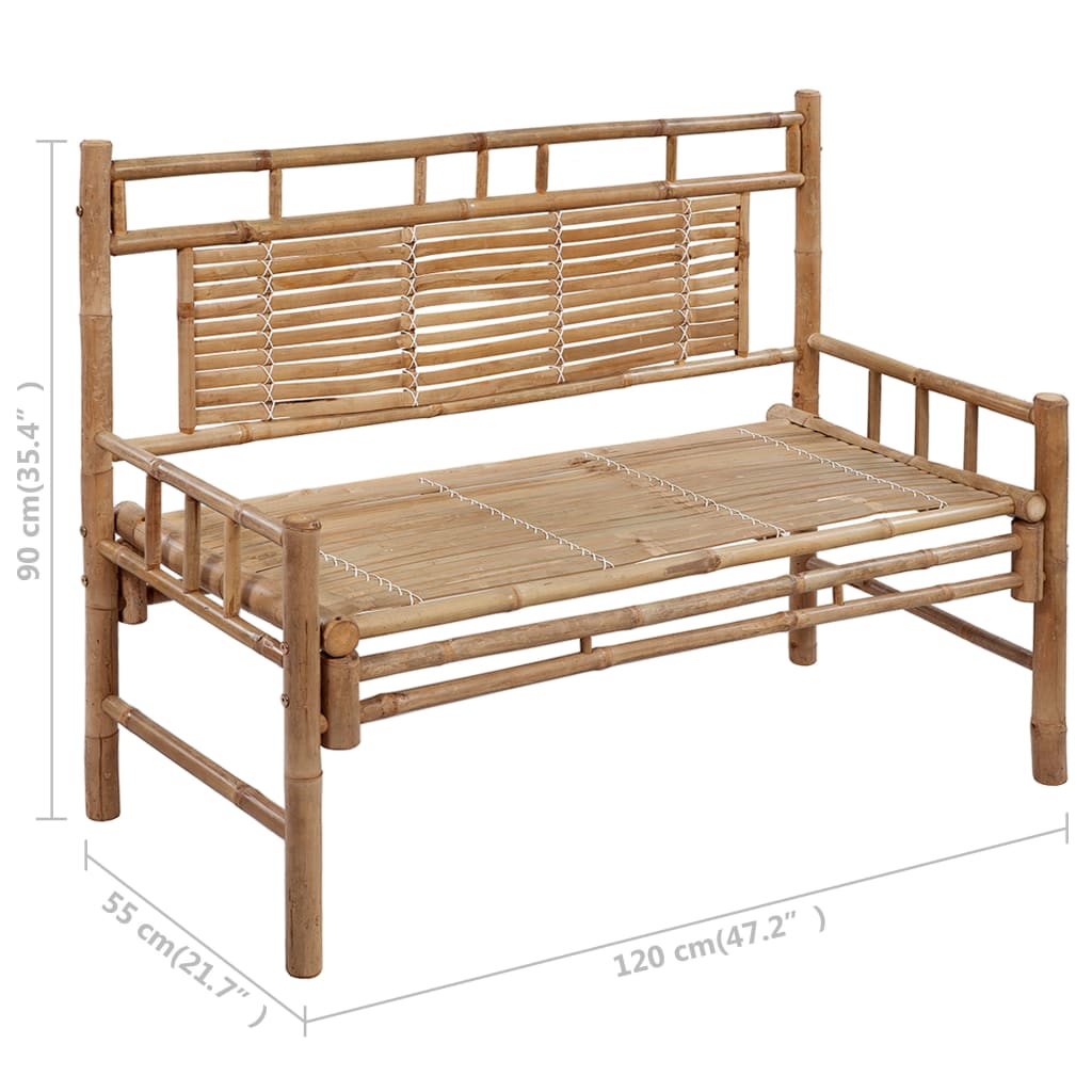 Tuinbank Met Kussen 120 Cm Bamboe 120 x 50 x 7 cm Grijs