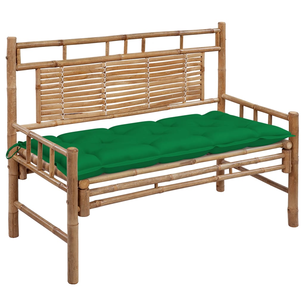 Tuinbank Met Kussen 120 Cm Bamboe 120 x 50 x 7 cm Groen