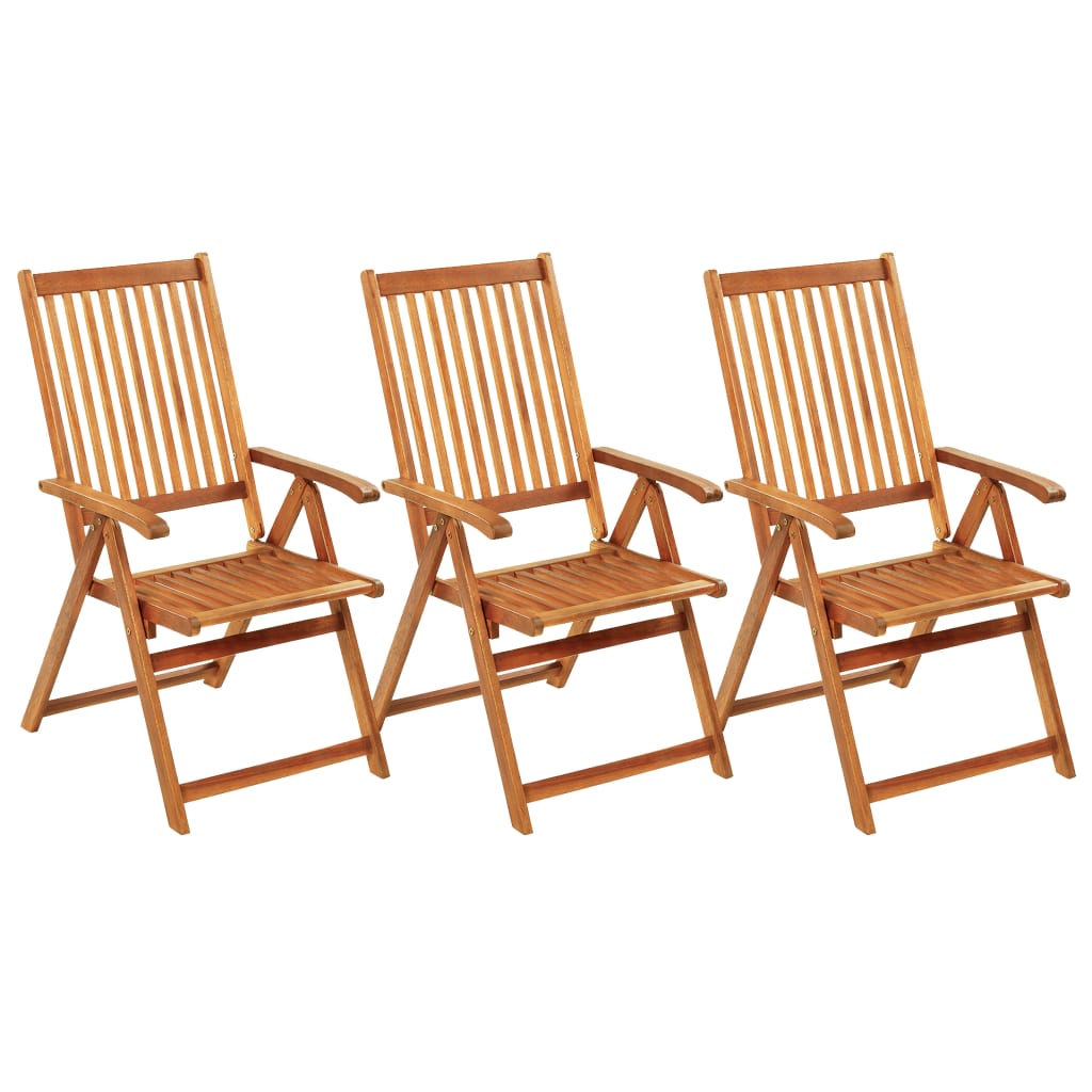 Tuinstoelen Inklapbaar Met Kussens Massief Acaciahout Antraciet 3 120 x 50 x 3 cm