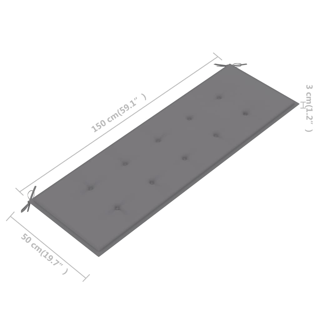 Tuinbank Met Kussen 157 Cm Massief Acaciahout Grijs