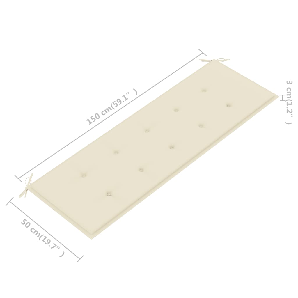 Tuinbank Met Kussen 157 Cm Massief Acaciahout Crème