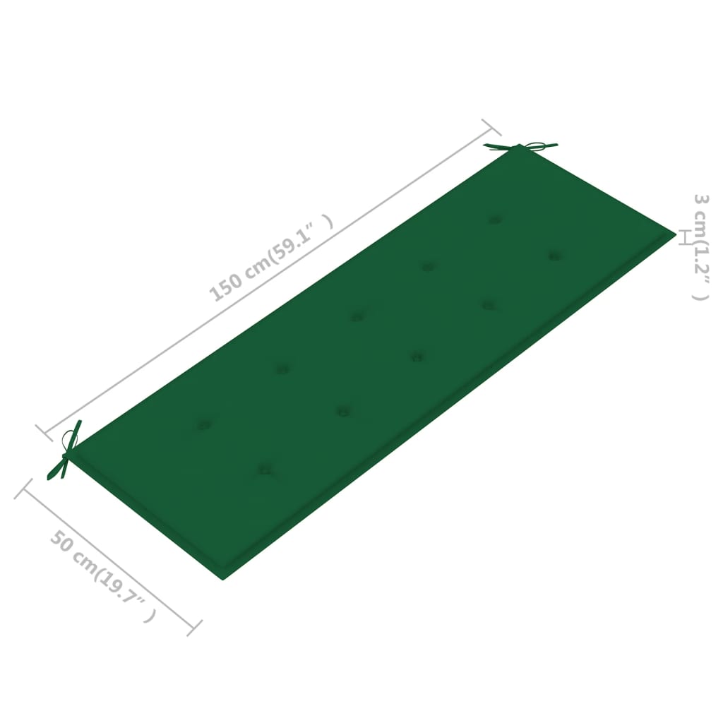 Tuinbank Met Kussen 157 Cm Massief Acaciahout Groen