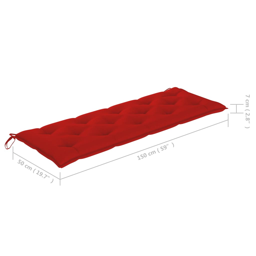 Tuinbank Met Kussen 157 Cm Massief Acaciahout Rood