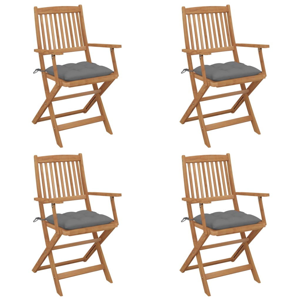 Tuinstoelen Inklapbaar Met Kussens Massief Acaciahout 4 Grijs
