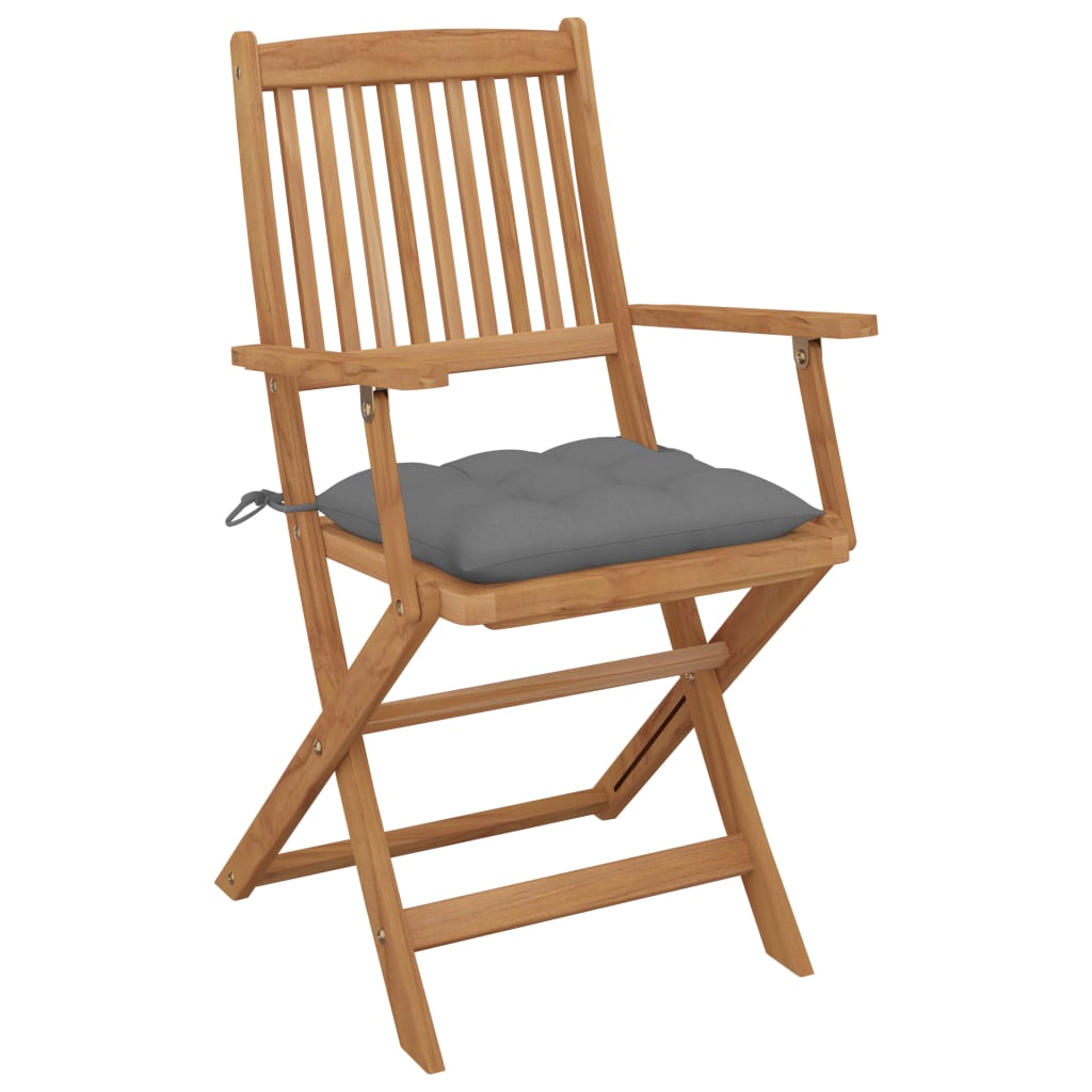 Tuinstoelen Inklapbaar Met Kussens Massief Acaciahout 4 Grijs