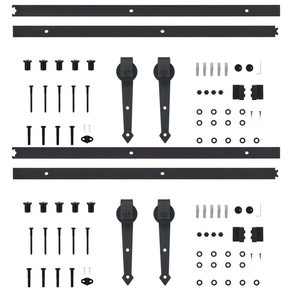 Hardwaresets Voor Schuifdeuren 2 St 200 Cm Staal Zwart