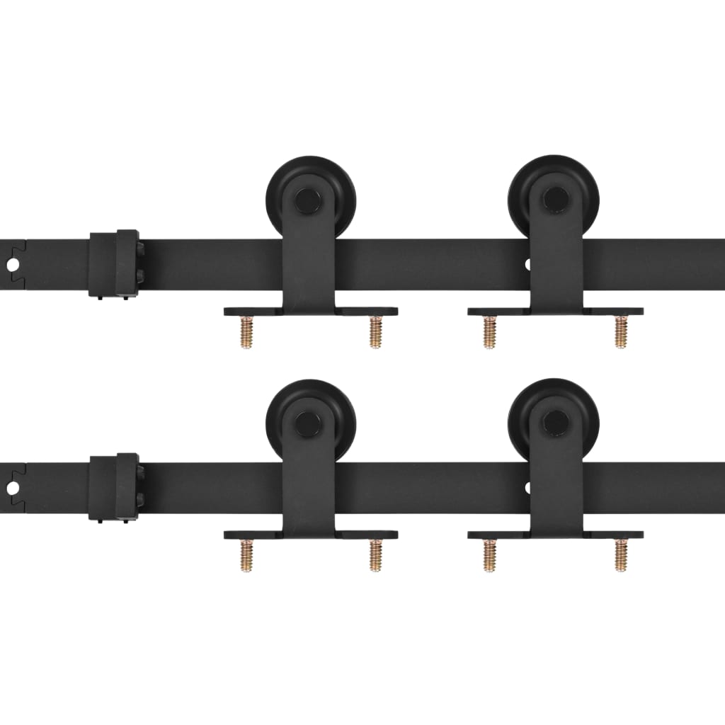 Beslagsets voor schuifdeur 2 st 183 cm staal zwart