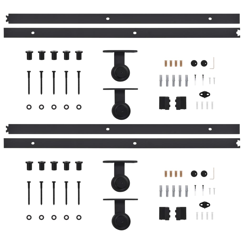 Hardwaresets Voor Schuifdeuren 2 St 200 Cm Staal Zwart