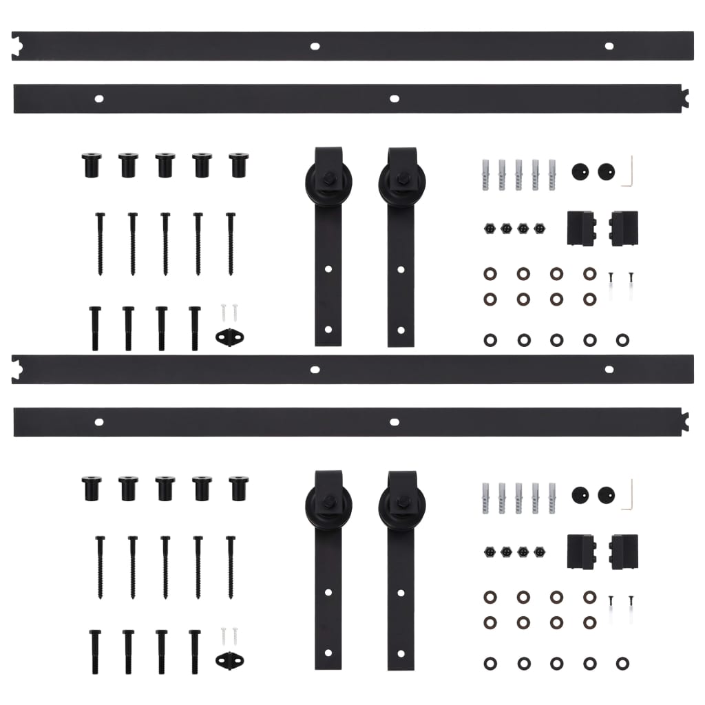 Hardwaresets Voor Schuifdeuren 2 St 200 Cm Staal Zwart