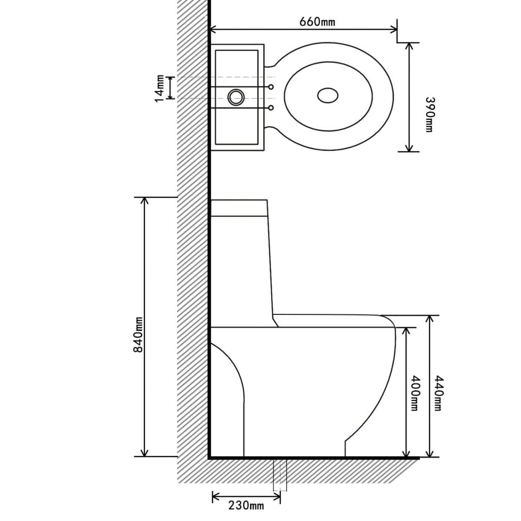 Toilet rond afvoer onder keramiek zwart