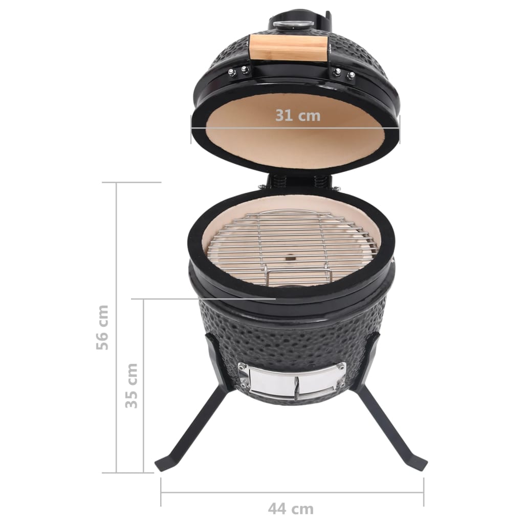 Kamado Barbecue 2-In- 56 Cm Keramiek Zwart