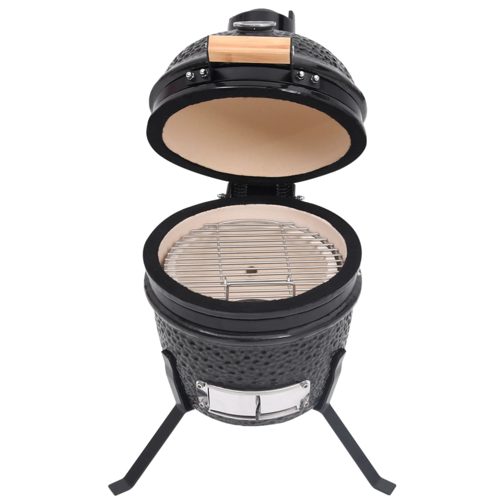 Kamado Barbecue 2-In- 56 Cm Keramiek Zwart