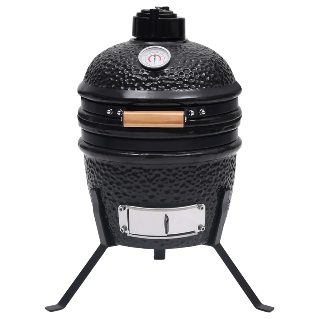 Kamado Barbecue 2-In- 56 Cm Keramiek Zwart