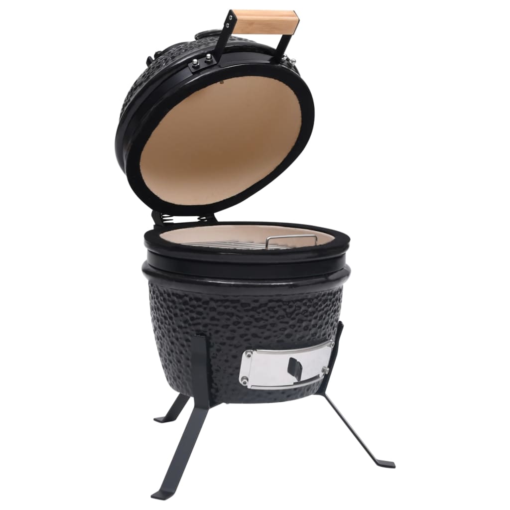 Kamado Barbecue 2-In- 56 Cm Keramiek Zwart