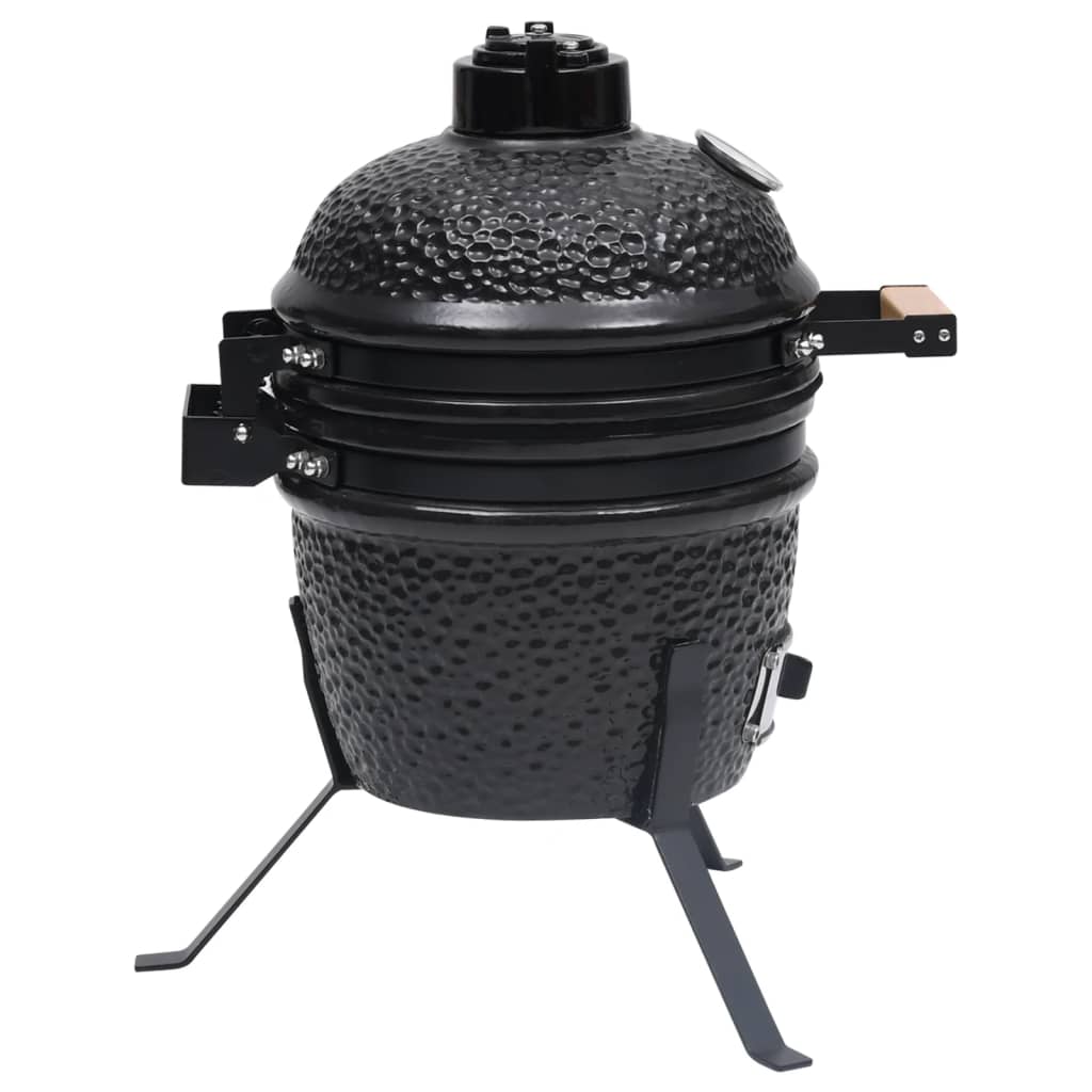 Kamado Barbecue 2-In- 56 Cm Keramiek Zwart