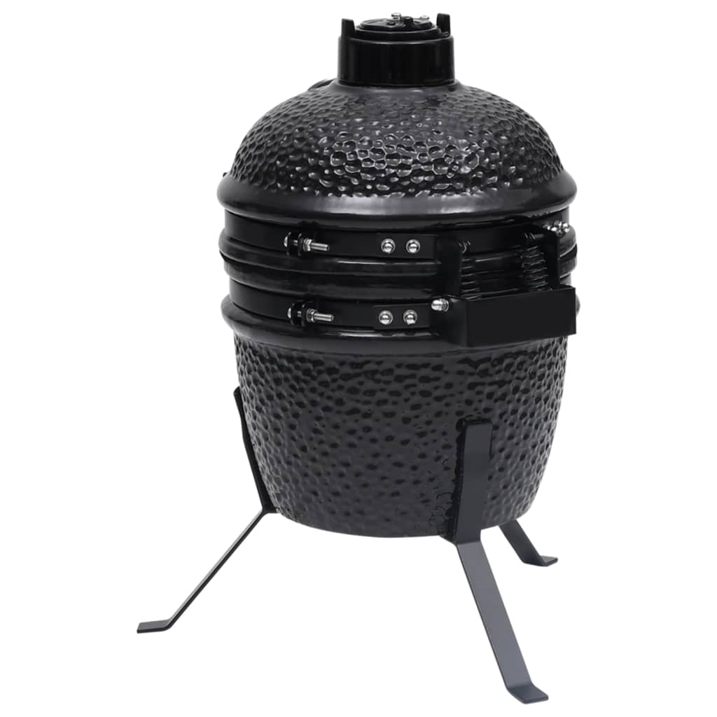 Kamado Barbecue 2-In- 56 Cm Keramiek Zwart