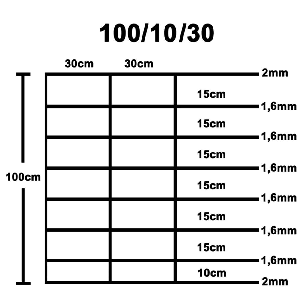 Hek Gegalvaniseerd Staal Zilverkleurig 30 cm 50 x 1 m 8 wires (2 mm)