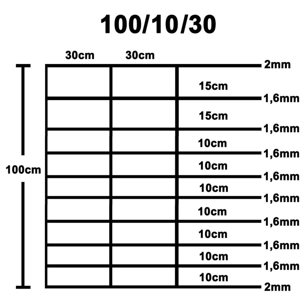 Hek Gegalvaniseerd Staal Zilverkleurig 30 cm 50 x 1 m 10 draden