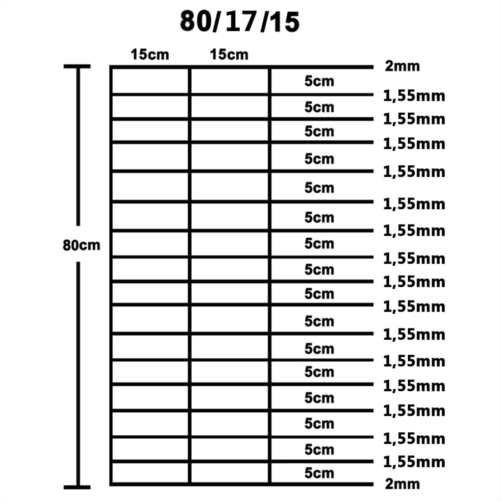 Hek 50X0,8 M Gegalvaniseerd Staal Zilverkleurig 15 cm 50 x 0.8 m 17 wires