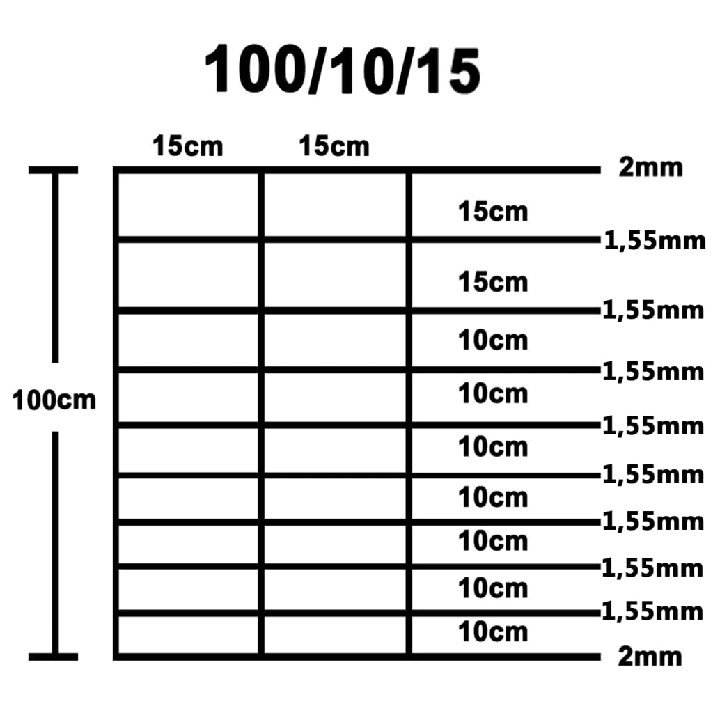 Hek Gegalvaniseerd Staal Zilverkleurig 15 cm 50 x 1 m 10 draden