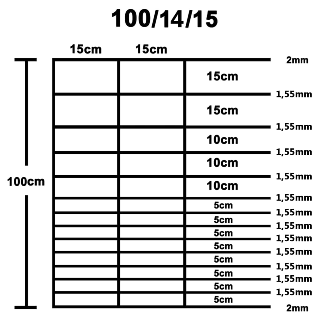 Hek Gegalvaniseerd Staal Zilverkleurig 15 cm 50 x 1 m 14 draden