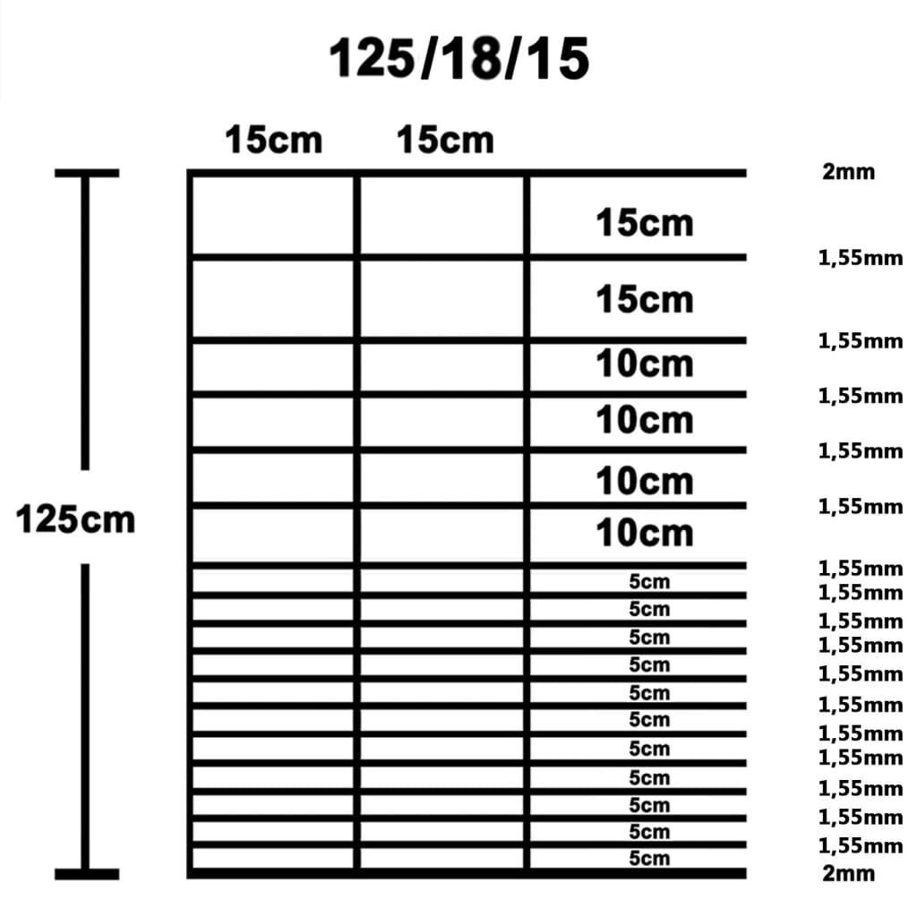 Hek 50X,25 M Gegalvaniseerd Staal Zilverkleurig 15 cm 50 x 1.25 m 18 draden