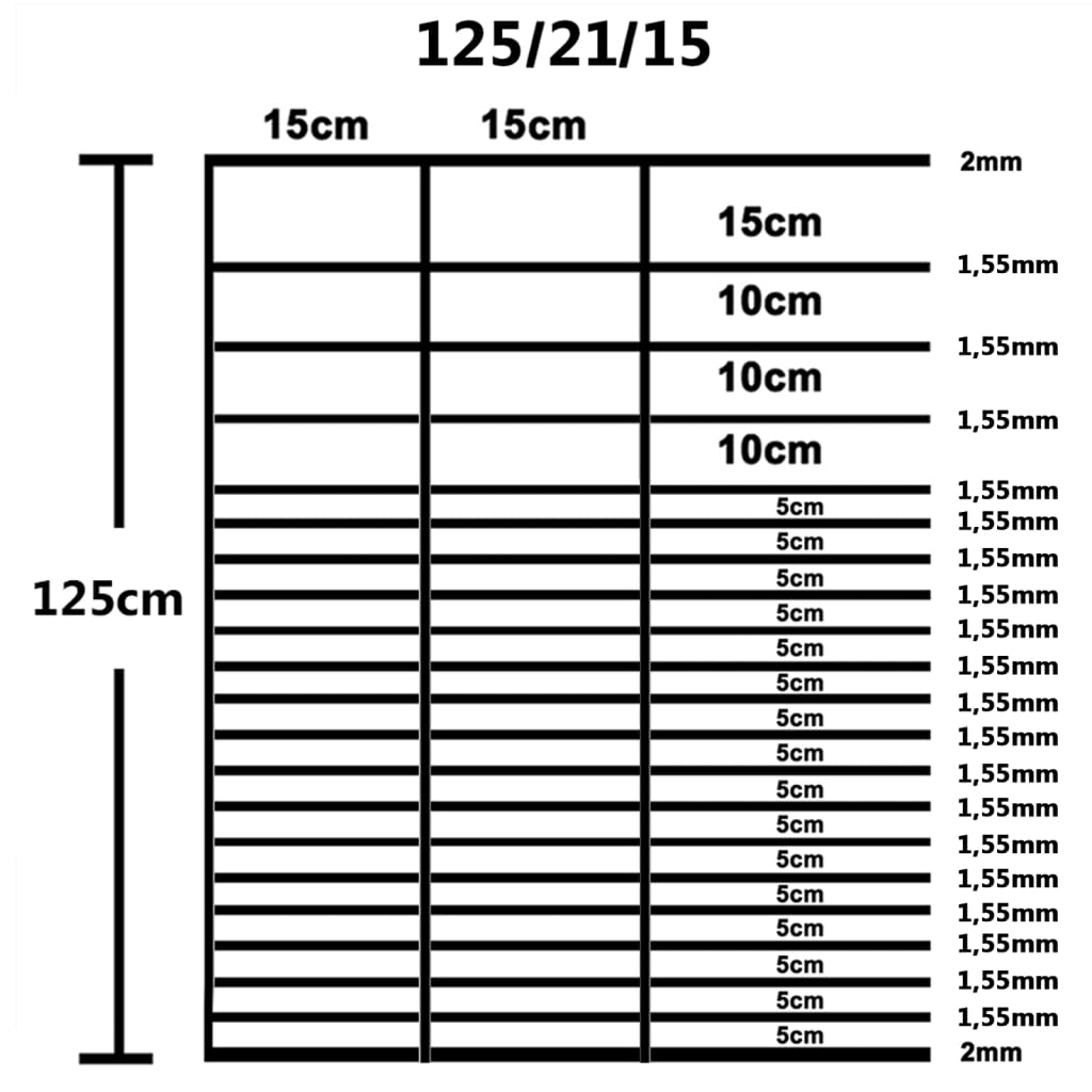 Hek 50X,25 M Gegalvaniseerd Staal Zilverkleurig 15 cm 50 x 1.25 m 21 wires