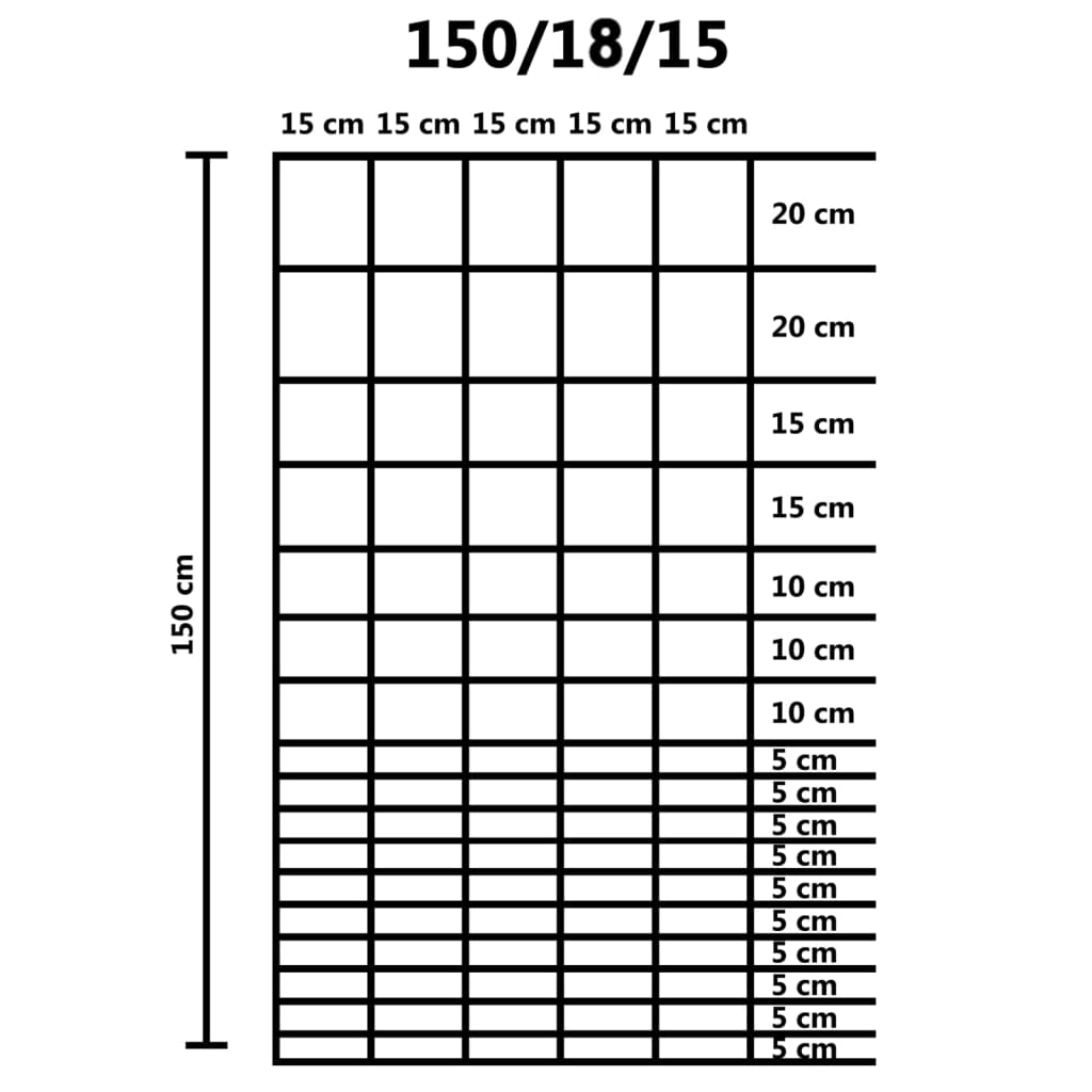 Hek 50X,5 M Gegalvaniseerd Staal Zilverkleurig 15 cm 50 x 1.5 m 18 wires (1.55 mm)