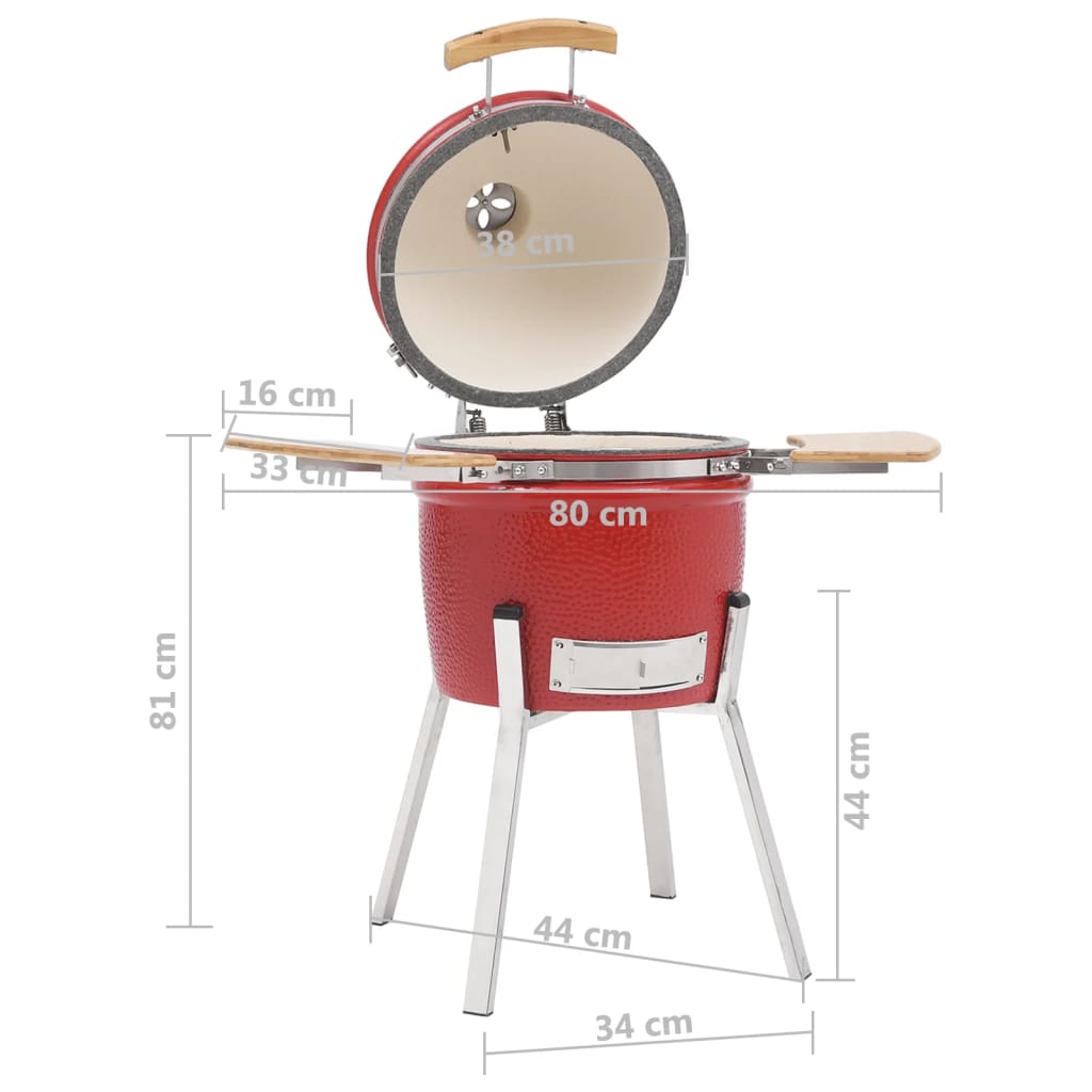 Kamado Barbecue 8 Cm Keramiek Rood