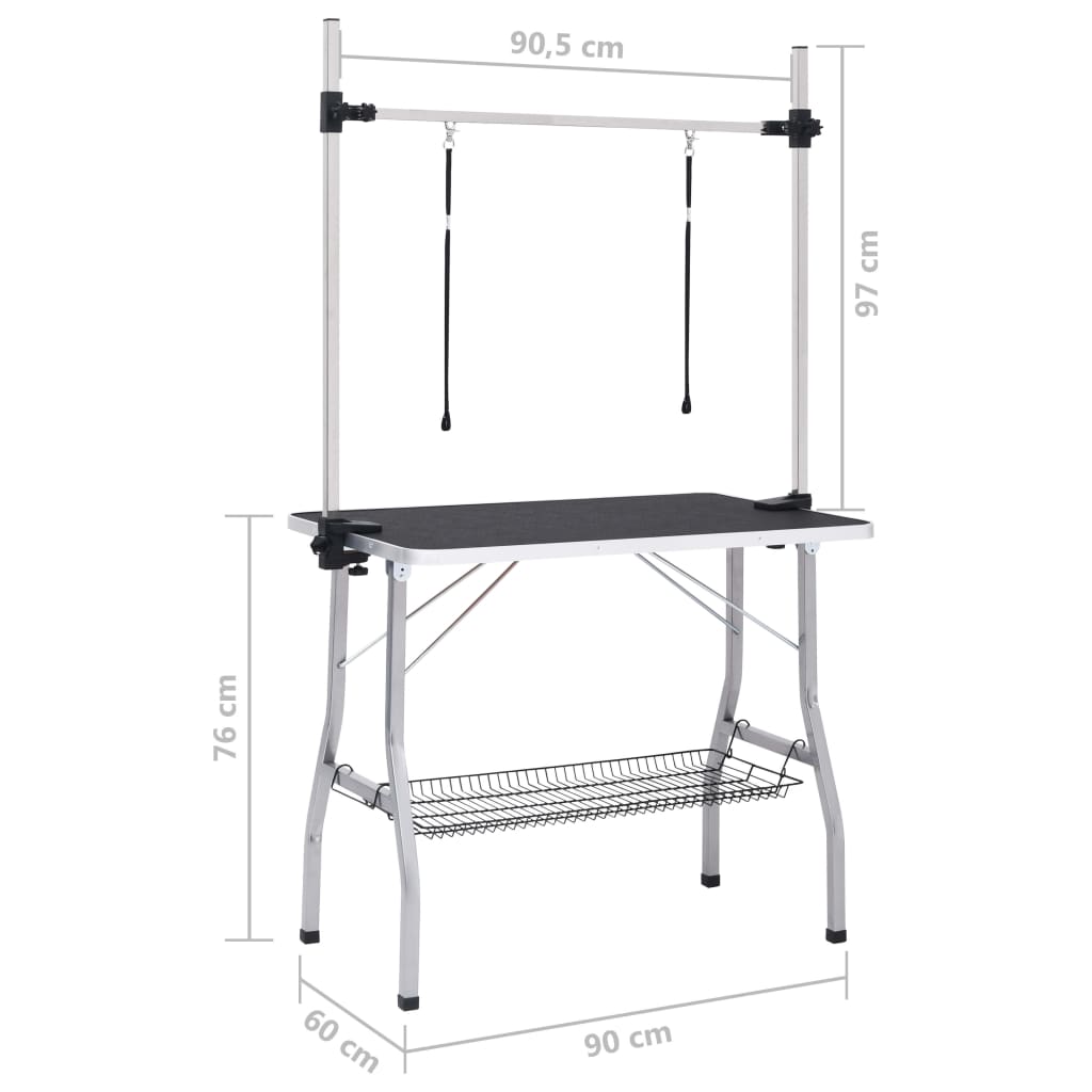 Hondentrimtafel Verstelbaar Met 2 Lussen En Opbergschap 90 x 60 x 76 cm