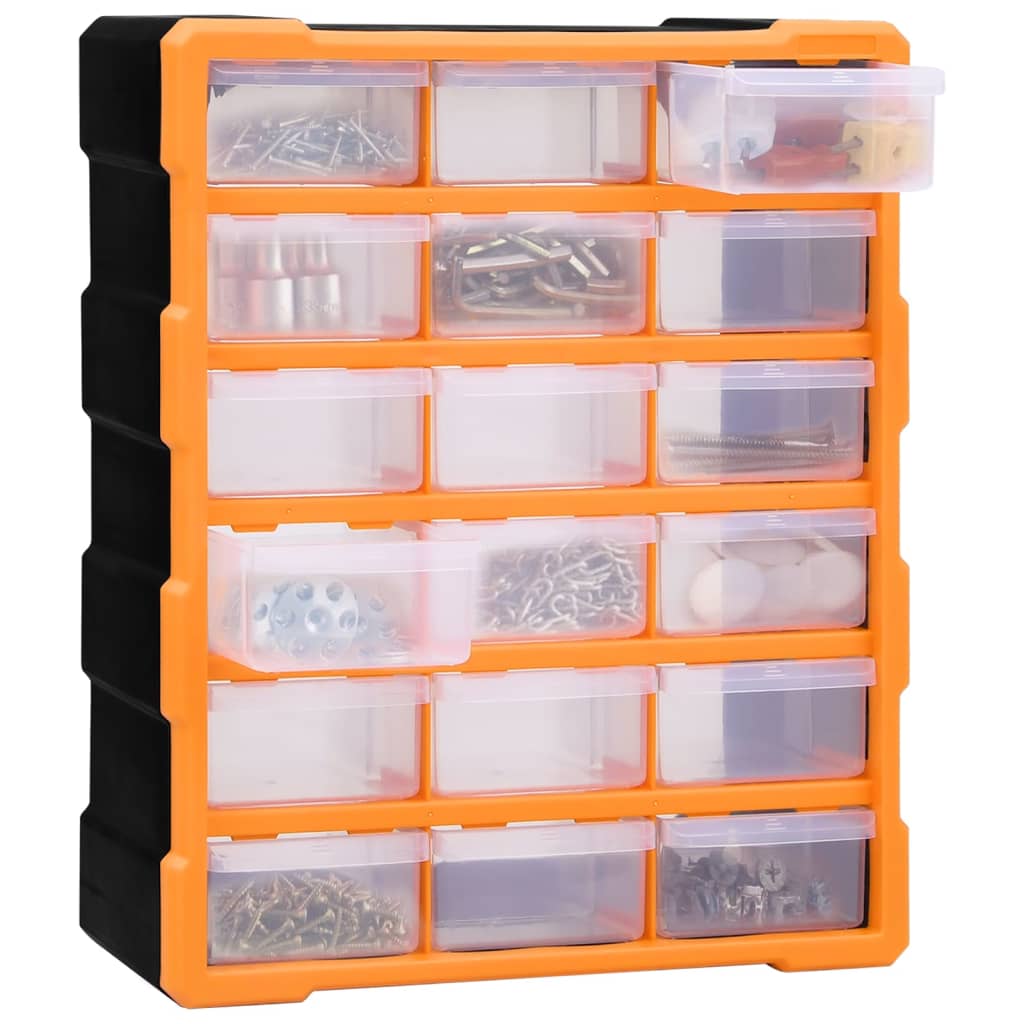 Organiser Met 8 Medium Lades 38X6X47 Cm 18 lades Oranje en zwart