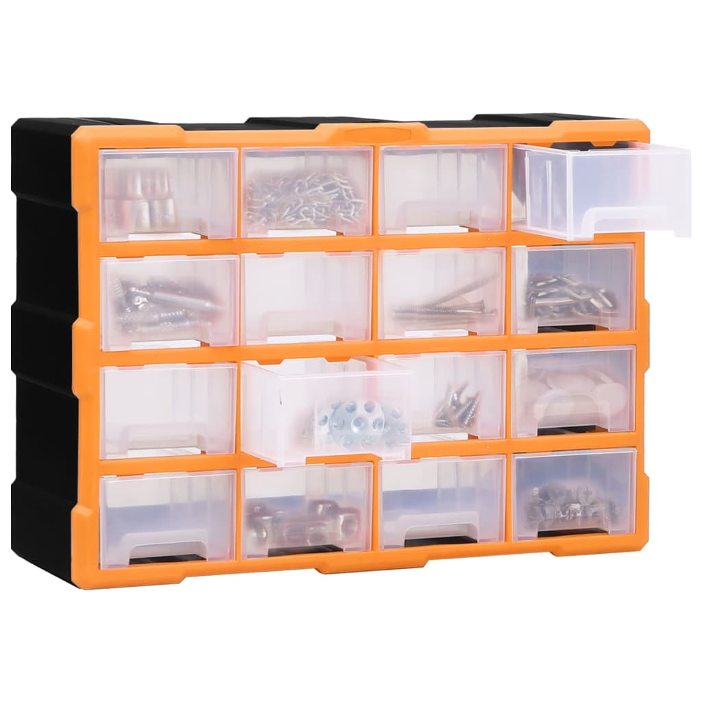 Organiser Met 6 Medium Lades 52X6X37 Cm 16 lades Oranje en zwart