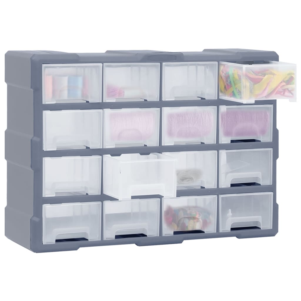 Organiser Met 6 Medium Lades 52X6X37 Cm 16 lades Grijs