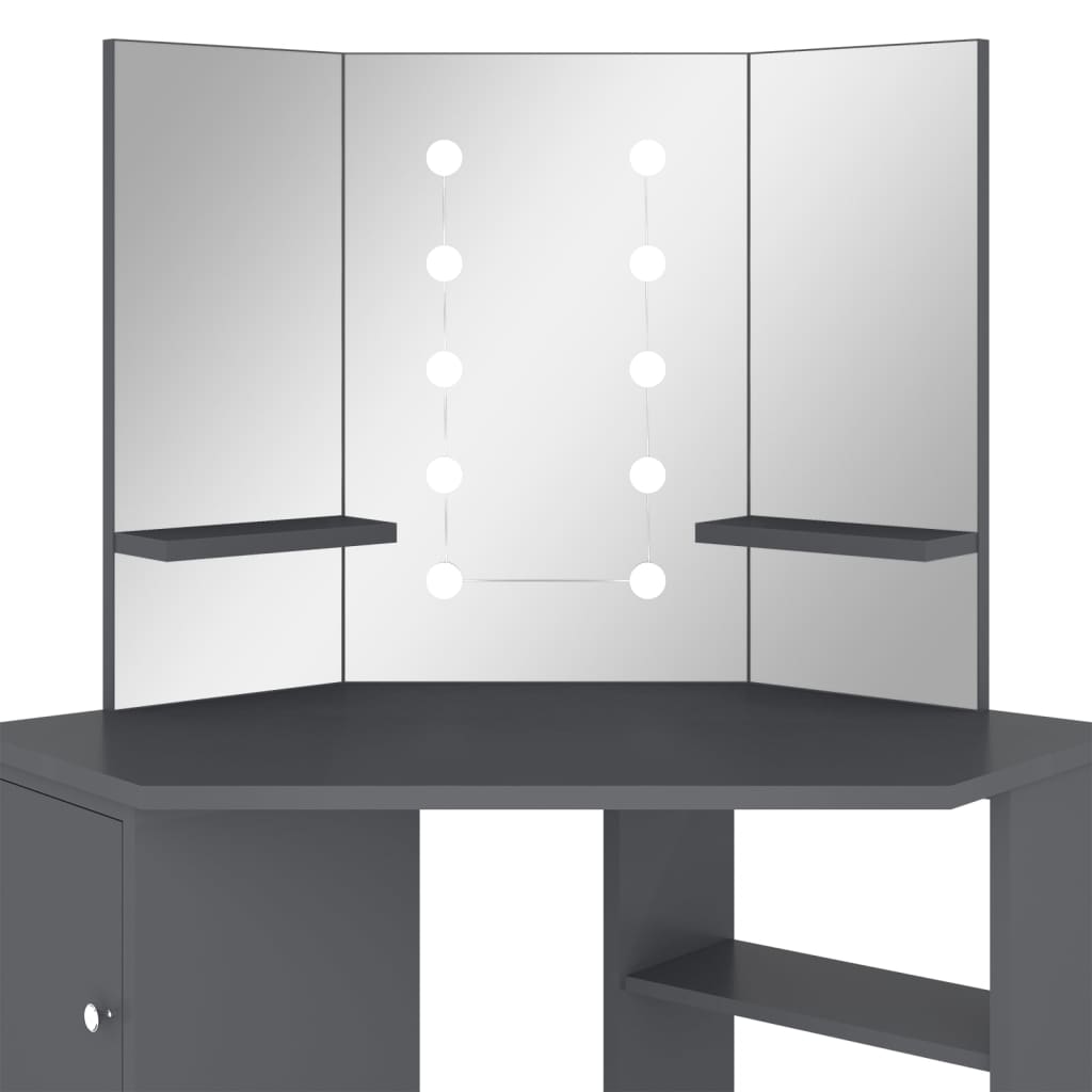 Hoekkaptafel Met Led 111X54X141,5 Cm Grijs