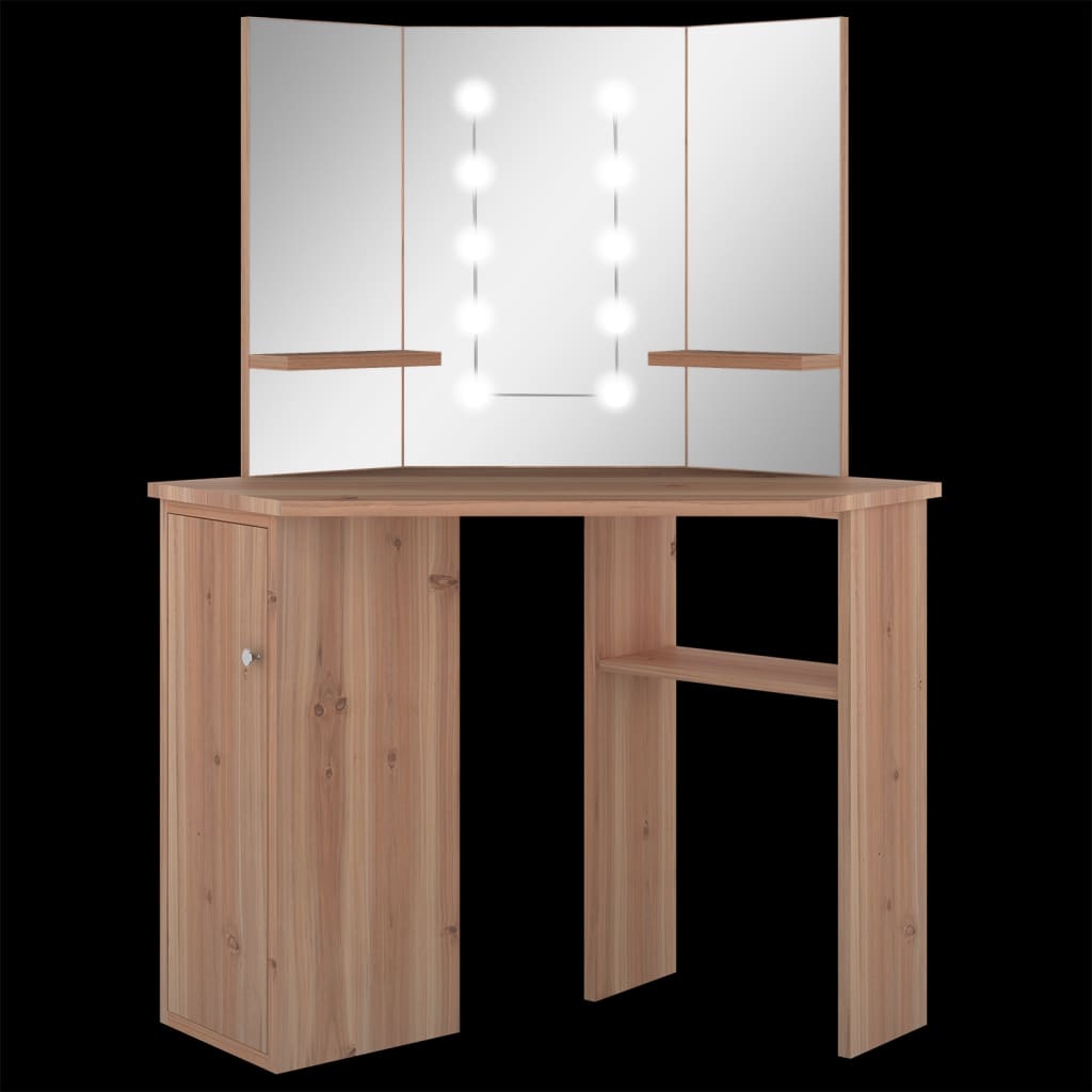 Hoekkaptafel Met Led 111X54X141,5 Cm Eikenkleurig