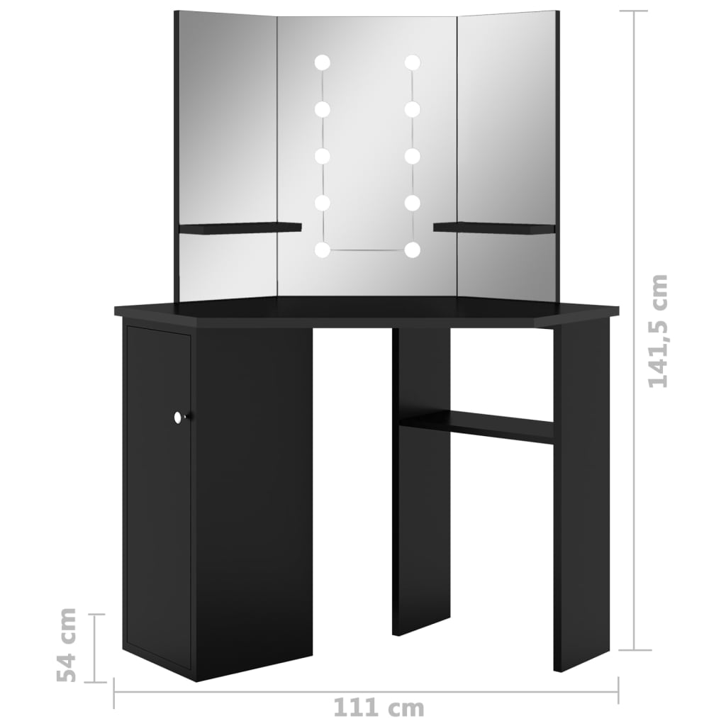 Hoekkaptafel Met Led 111X54X141,5 Cm Zwart