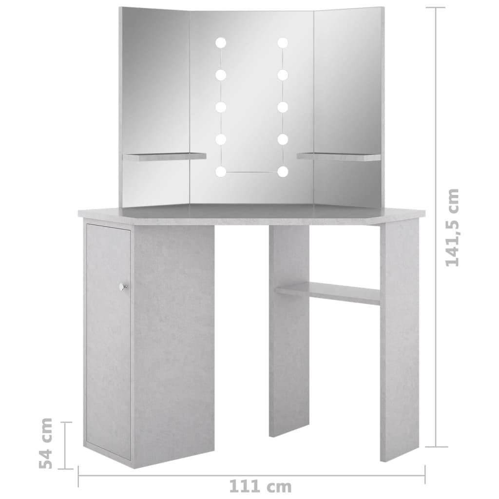 Hoekkaptafel Met Led 111X54X141,5 Cm Betongrijs